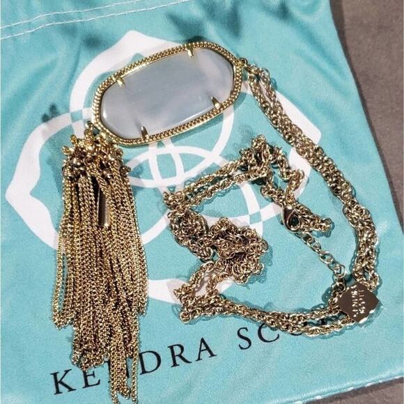 Kendra Scott Rayne slate Grey cat's eye and gold necklace